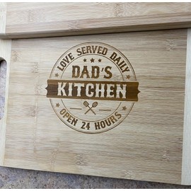 Kitchen Cutting Board Engraved - 13.5" x 9" - Bamboo - Chopping Board (Dad's Kitchen)