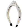 Cotton Twist Knot Headband with Colored Rhinestones - White