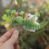 Fangsen Pink Rose Gardenia Flower Hair Comb Bridal Headpiece Floral