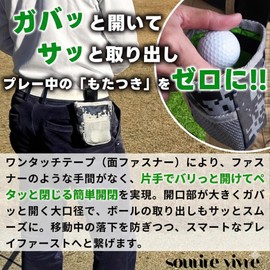 Sourire vivre Golf Ball Case, Open and Remove Quickly, One-touch Opening and Closing, 2-Way Installation, Belt Loops & Hook, Recommended Storage of 3 Balls (Up to 4 Pieces), Golf Ball Pouch, Accessory Storage, (Black)