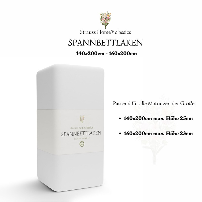 Strauss Home® Jersey Fitted Sheet, Bed Sheet, 100% Cotton, 140