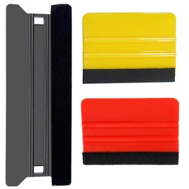 3 Pieces 8.3inch Large Vinyl Wrapping Felt Squeegee with 4inch Vinyl Squeegee Applicator for Fastly Installing Vehicle Tinting Film Graphic Smoothing Cleaning Work (Black red Yellow)