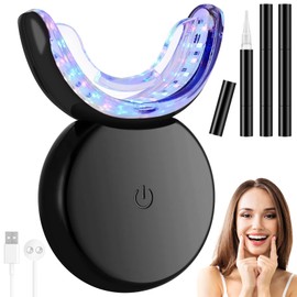 Piashow Teeth Whitening Kit, Bleaching Zähne Set mit 3Pcs Zahnbleaching Gel für Zahnaufhellung & Zähne Aufhellen, LED Hause Zahnaufhellung Bleaching Set, Zahnaufhellungsset für Weiße Zähne, Schwarz