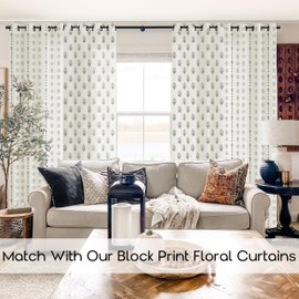 Modern Farmhouse Curtains for Living Room Bedroom 2024,Sheer Linen Flowy Cream Black Boho Floral Shabby Chic Curtains for Dining Room 84 Inch Length 2 Panels Set