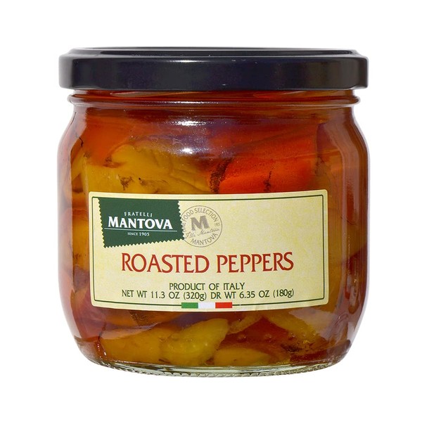Mantova Italian Roasted Peppers Sweet & Tangy Peppers - Authentic Ingredients, Product of Italy - Non-GMO, No Artificial Color & No Preservatives - Pack of 2