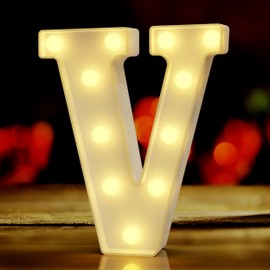 Marquee Light Up Letters V, Light Up Sign, Lights For Room Decor for Men, Christmas Decorations for Room, Christmas Birthday Decorations, Holiday Party Decorations, Dorm Decor