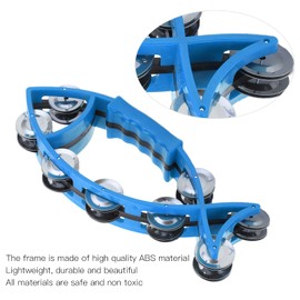 Hand Tambourine Bell Hand Drum Bell Fish Shaped Double Row Tambourines Musical Rhythm Instrument without Burrs(blue)