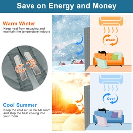 Augblinds Magnetic Thermal Insulated Door Curtain Fits Door Size 36 x 82 Inch, Door Insulation Cover for Cold, Oxford Cloth Thicken Cotton Filled Blanket for Front Back Sliding Door in Winter, Grey