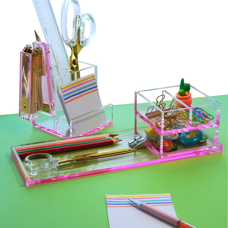 EXPUTRAN Acrylic Desk Organizer 4-Piece Desk Kit + Free Complimentary