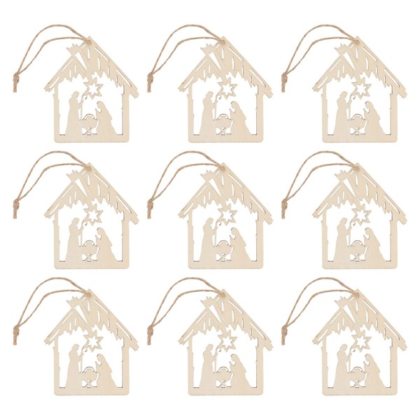 Didiseaon 20pcs Nativity Scenes birth of jesus hanging decor wood