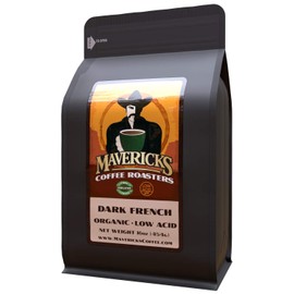 Dark French Low Acid Coffee (Whole Bean) - 100% Organic Ingredients - Up to 90% Less Acid