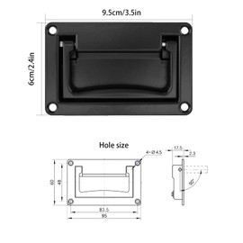 QuZCarious Recessed Pull Handles, Zinc Alloy Recessed Door Handle, Black Flush Pull Handle Container Handle for Toolbox, Box, Cabinets, 1 pack95mm x 60mm / 3.7 inches x 2.36 inches