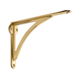 Khtumeware 100% Solid Brass Decorative Shelf Brackets, 10-inch Wall-Mounted Shelving Brackets, 2-Pack Polished Brass Vintage Metal Shelf Bracket Victorian Wall Bracket.
