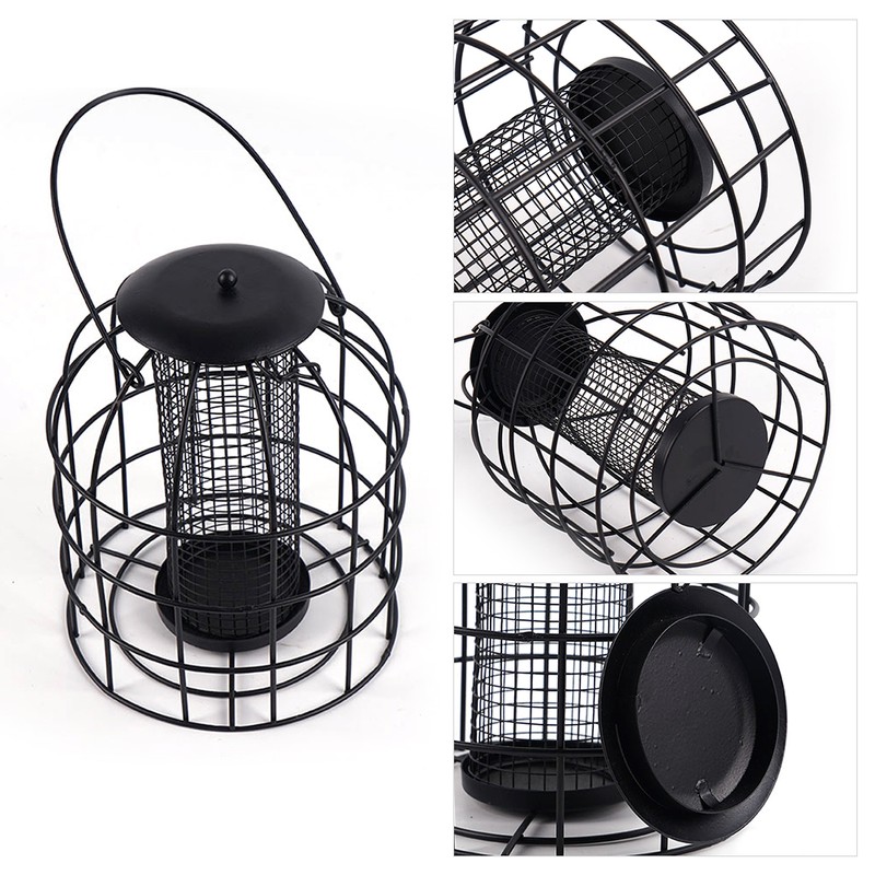 Iron Cage Bird Feeder Metal Bird Food Dispenser Hanging Feeding