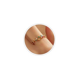 Gold Adjustable Ring for Women Leaf Ring Dainty Stackable Rings for Women with Cubic Zirconia Wedding Rings for Women Aesthetic Jewelry for Women (Colour)