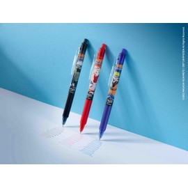 PILOT FriXion Clicker 0.7 Naruto Shippuden Limited Edition - Erasable Refillable Gel Rollerball Pen with Thermosensitive Ink, 2 Pens (Black & Blue) + 1 FriXion Light (Yellow)