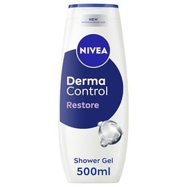 NIVEA Derma Control Restore Shower Gel 500ml, Moisturising Body Wash with Hyaluronic Acid and Vitamin E, Ideal for Sensitive Skin, Hypoallergenic Fragrance