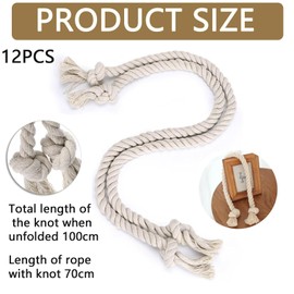Pack of 12 Curtain Rope Tiebacks, Curtain Rope Buckle, Handmade Curtain, Curtain Tiebacks, Cotton, Handwoven, Tiebacks, Curtain Ties for Curtains (Beige)