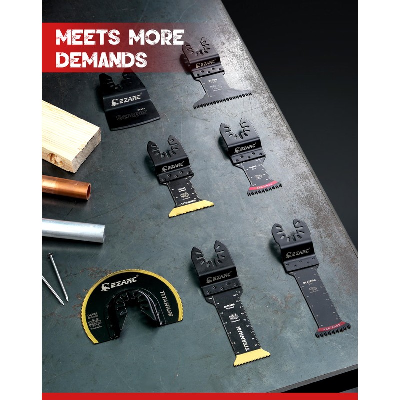 EZARC 7PCS Oscillating Saw Blades, Titanium Multitool Blades for Wood