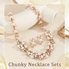 SAWINDA Gold Pearl Rhinestone Jewelry Set Pearl Cluster Choker Necklace