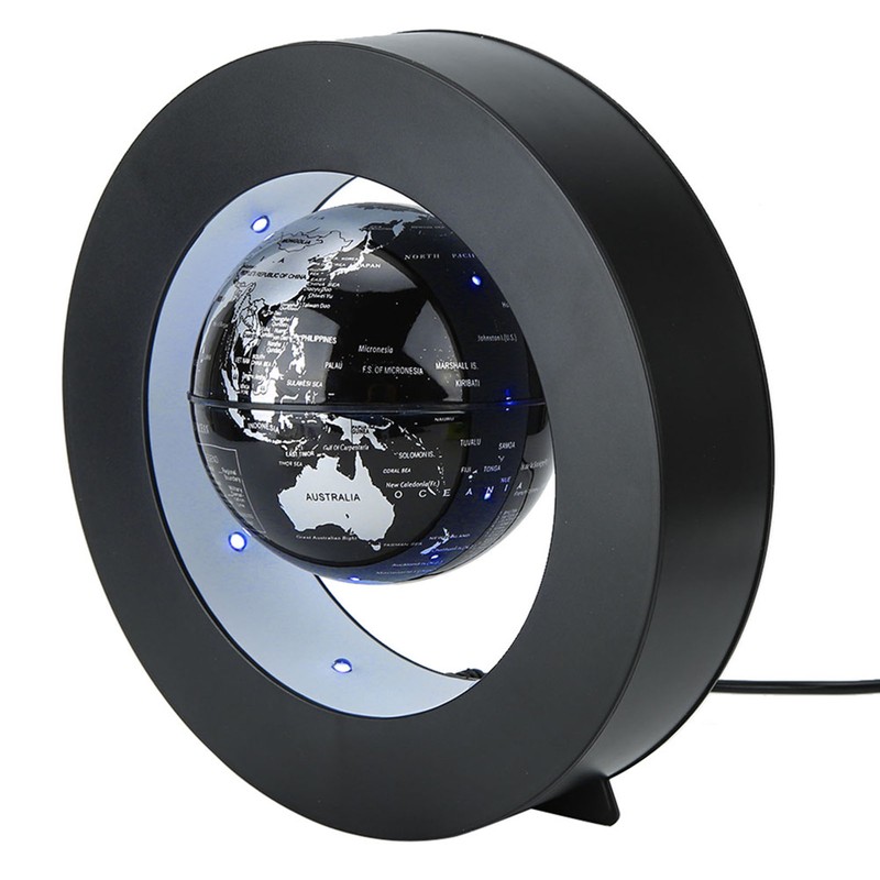 Electronic Magnetic Levitation Floating Globe with LED Light Home Display(Silver