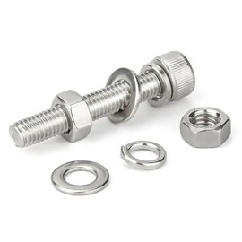 Stainless Steel Hex Socket Head Cap Bolt M5 Full Threaded Screw Bolt Nut Flat Lock Washer Kit Fully Threaded (M5x25mm Set of 20)