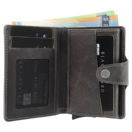 Solo Pelle Leather Wallet with Removable Card Holder for 15 Cards + Banknotes and XL Coin Compartment | Credit Card Holder with RFID Magic Q Wallet, stone grey, Wallet with removable card holder