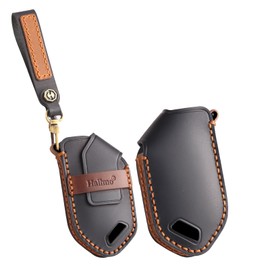 ontto Car key cover fit for Kia Carens Picanto GT Line Carnival K8 Rio Telluride 2024 handmade leather key holder case keyring key chain Smart Shell protector Accessories 9 buttons Black