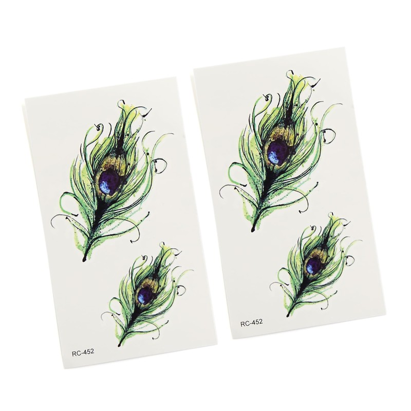 A ABSOPRO Peacock Feathers Pattern Temporary Tattoo Stickers Body Arm
