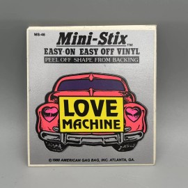 Mini Sticks - American Gag Bag Inc. 1988 Vintage "Love Machine" Black Light Retro Vinyl Sticker Cut-Out Shape
