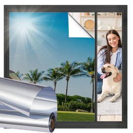 Viseeko Window Tint for Home Window Privacy Film See Out Not in Reflective One Way Window Film UV Sun Heat Blocking Window Film Static Cling for Home Office (Silver, 17.5 X 78.7 in)