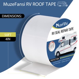 MuzeFansi RV Sealant Tape 4 Inch X 50 Foot 1Pack, UV & Weatherproof White RV Roof Tape, Waterproof Flex Seal Tape Sealant Roofing Tape for Camper Truck Stop Roof Window Boat Sealing Leaks Repair