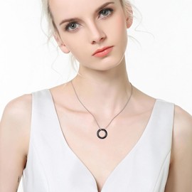 Ndocex Circle Necklace for Women S925 Sterling Silver Black Onyx Circle Necklace for Mother’s Day Her