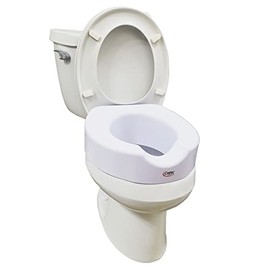 Carex Toilet Seat Riser with Quick-Lock, Raised Plastic Toilet Seat Adds 4” of Height - Fits Most Standard Round & Elongated Toilets, 300 Pound Weight Capacity, Slip-Resistant