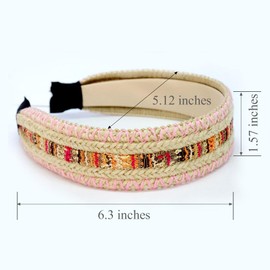 Nylosiaind 3 Pack Straw Headbands for Women & Girls Raffia Wide Headbands Boho Rattan Hair Accessories Beach