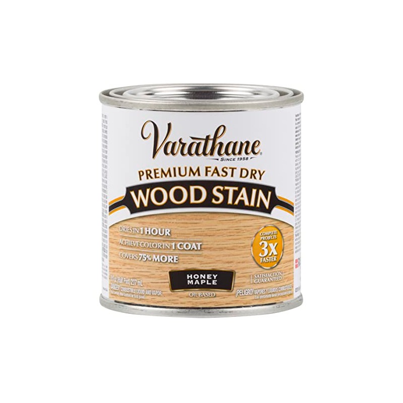 Varathane Premium Fast Dry Wood Stain, Half Pint, Honey Maple