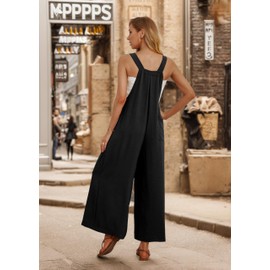 IWOLLENCE Jumpsuit for Women Wide Leg Overall Women's Dungarees with Adjustable Straps and Pockets Maternity Jumpsuit Black X-Large