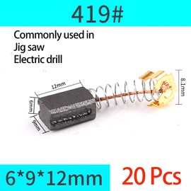 20 Pcs Motor Carbon Brush 6x9x12mm Angle Grinder/Electric Hammer Cutting Machine/Polisher/Hand Drill Carbon Brushes For Replacement Generic Electric Motor Power Tool Part （419#）