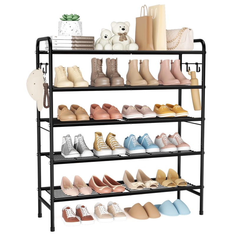 VILICK 5 Tier Shoe Rack 33" Wide Metal Shoe Organizer