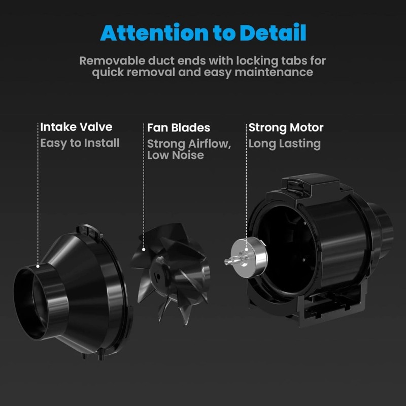 AITECAC S4, Inline Duct Fan 4” Cooling Ventilation Exhaust Grow