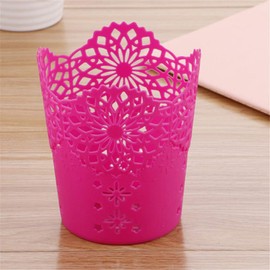 Plastic Flower Vase Pot Pen Makeup Brush Holder Desk Storage Holder Organizer