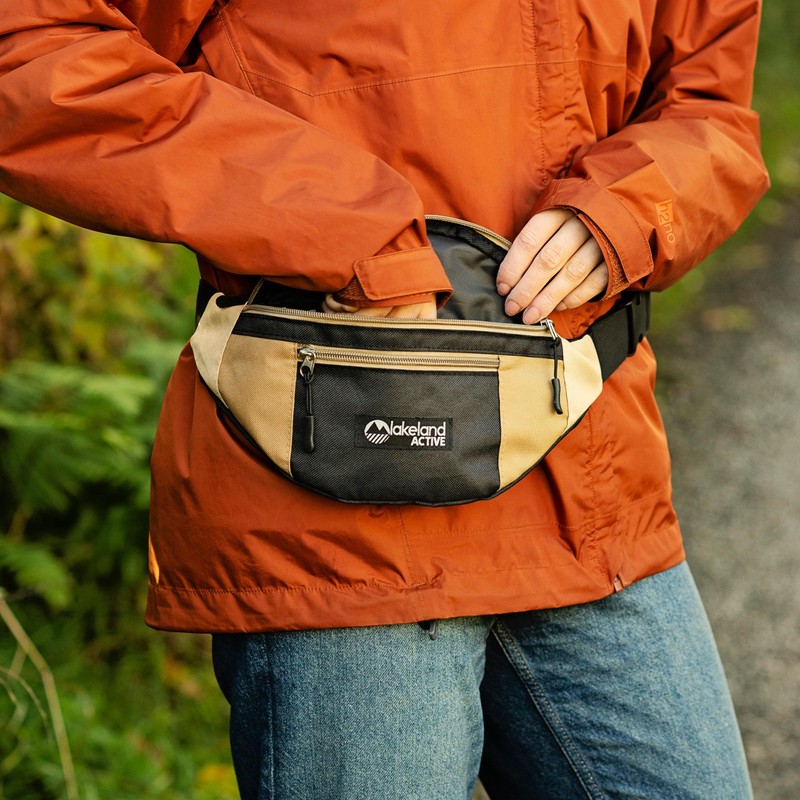 Lakeland Active Mossband Lightweight Bum Bag - Beige/Black