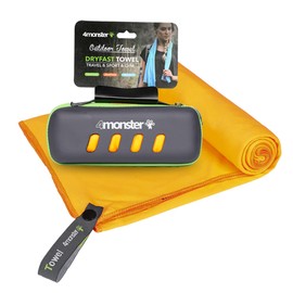 4Monster Microfiber Towel with Carry Case, Super Absorbent Travel Towel, Quick Dry Towel, Camping Towel, Great for Gym, Beach, Swimming, Backpacking and More