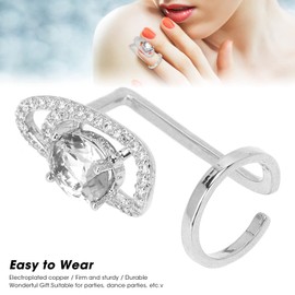 Rhinestones Fingernail Ring,Shiny Delicate Finger Nail Cover Protective Ring Women Luxury Nail Tip Ring Decoration for Dancing Party (white)