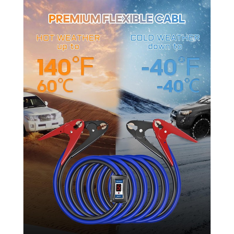 SAFEMATE Heavy Duty Jumper Cables, 2 Gauge 18 feet Automotive