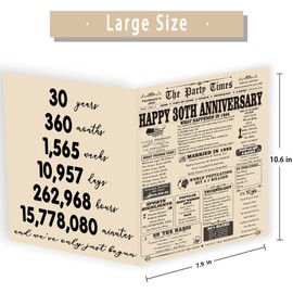 YiKaLus Big 30th Marriage Anniversary Card for Husband Wife, Unique Pearl Wedding Aday Gifts for Parents, 30 Year Anniversary Decorations