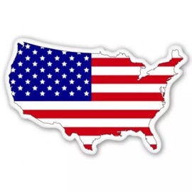 AK Wall Art American Flag Map USA Patriotic - Vinyl Sticker Decal - SELECT SIZE - (B) Regular: 5"