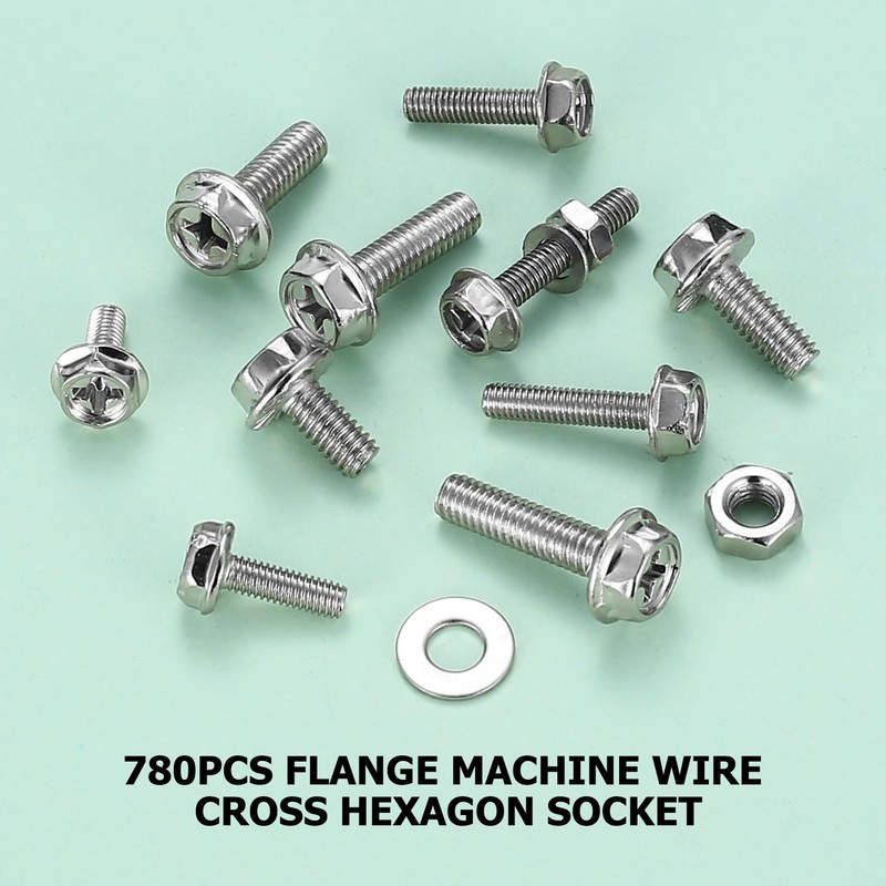 M3 M4 Screws Set, 780 Pieces Phillips Hex Screws Nuts