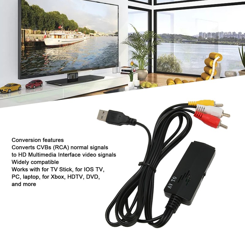 RCA to HD Multimedia Interface Converter Support 1080P USB Power