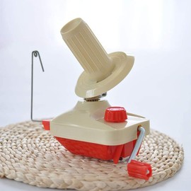 ANCLLO Portable Hand-Operated Swift Yarn Fiber String Thread Ball Wool Winder Knitting Roll Coil Tidy Machine Holder Tool Beige Red